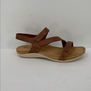 ABEO Oasis strappy sandal shoe caramel brown orthotic leather comfort new 10